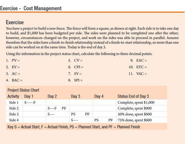 Exercise – Cost Management Formulas