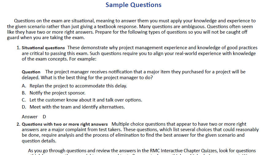 Sample Questions | RMC Learning Solutions